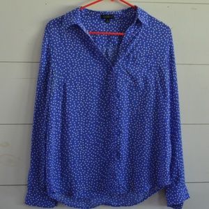 The Limited Blue and White Polka Dot "Ashton" Button Down Top